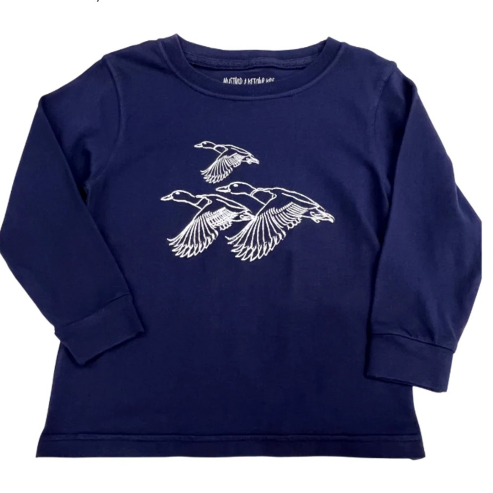 Mustard and Ketchup Kids Navy Ducks Long Sleeve Shirt